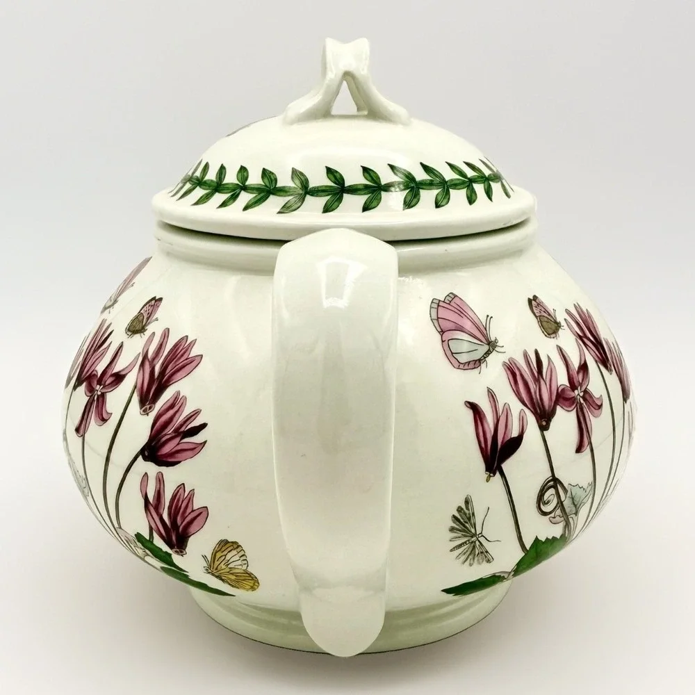 Vintage Portmeirion Botanic Garden 1 Pint Teapot Pink Cyclamen Made in Britain